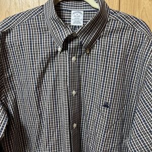 Brooks Brothers Men's XL REGENT XL Non Iron Button Down Plaid Shirt Blue EUC
